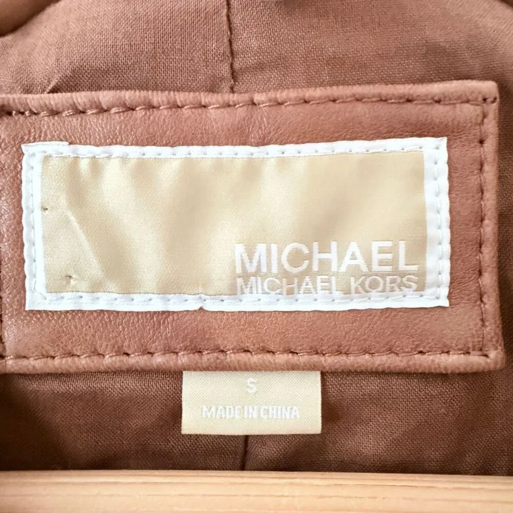 Michael Michael Kors Women's Size Small Quilted Moto Jacket Brown Soft Leather